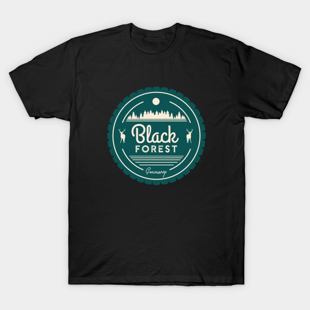 Black Forest Germany Vintage Forest Deer T-Shirt by Foxxy Merch